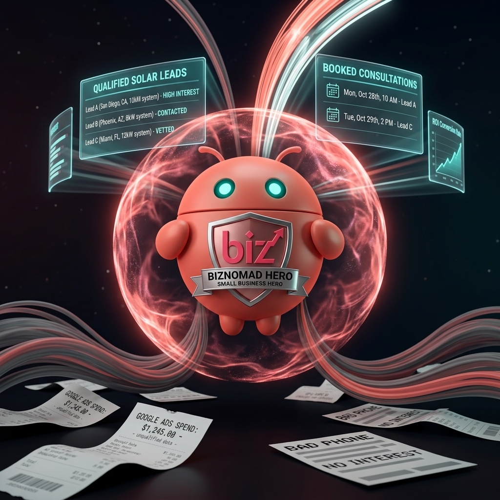 OpenClaw mascot converting wasted solar ad spend into booked installations