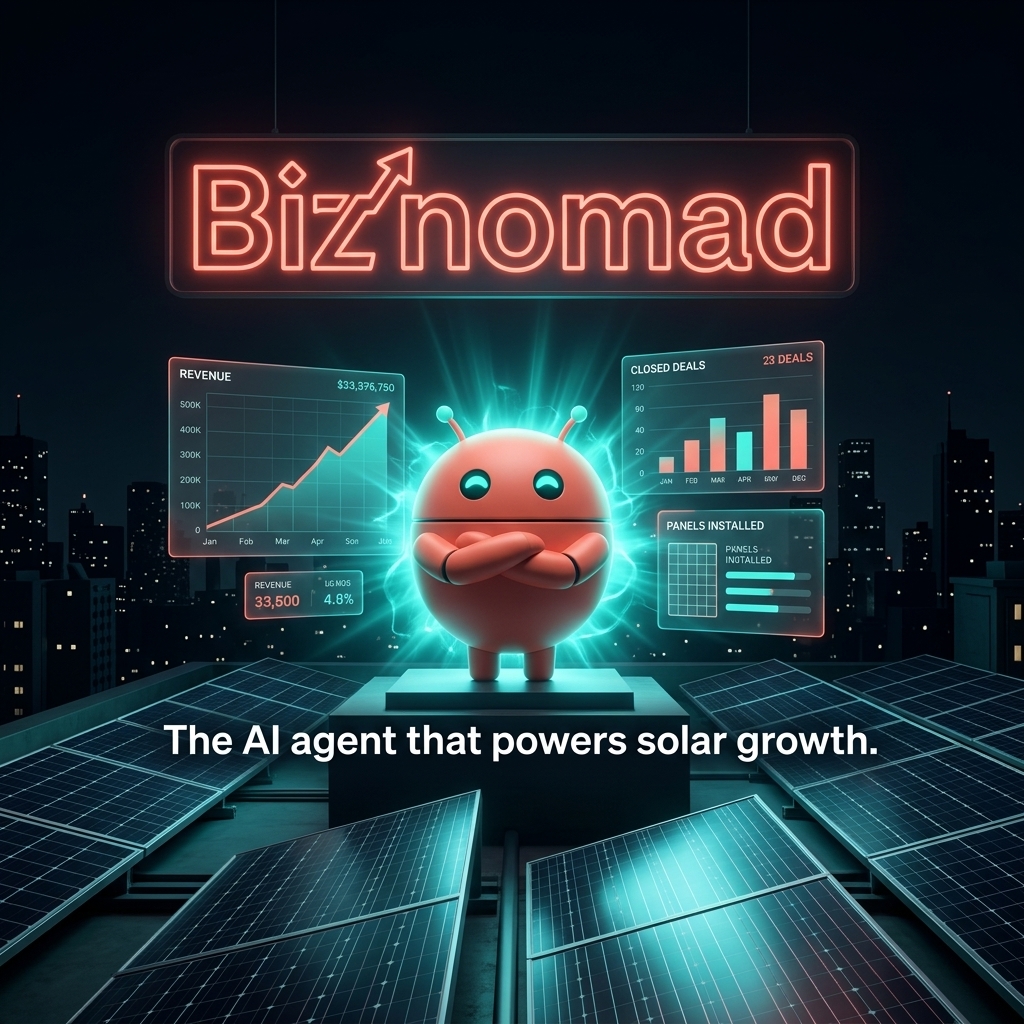 OpenClaw mascot in solar command center with revenue dashboards trending up